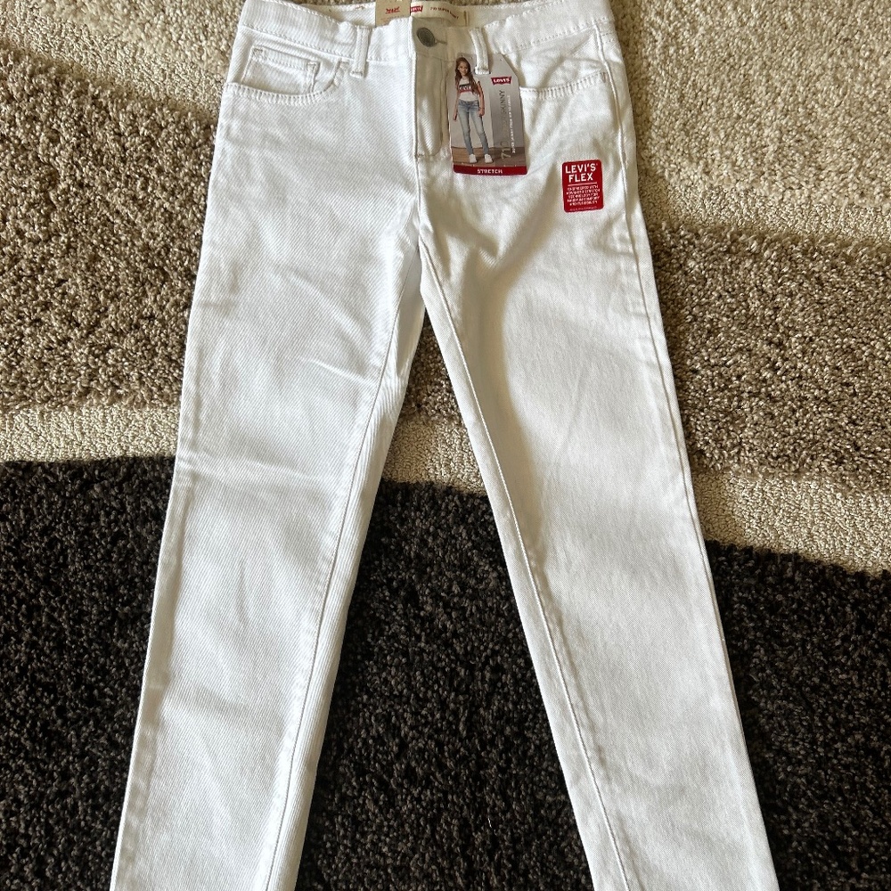 NWT Back to School! Girls Size 10 White Levi’s 710 Super Skinny Jeans Brand New